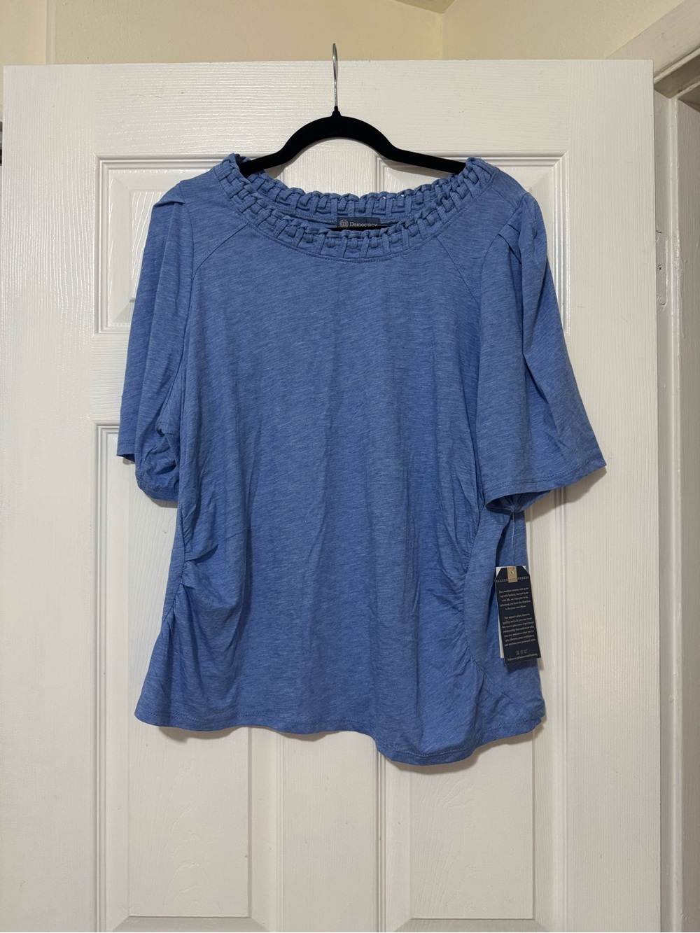 NWT Democracy Blue Ruched Top Size 1X